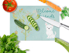 Load image into Gallery viewer, Welcome Friends Westie Glass Cutting Boards – Durable, Decorative Kitchen Art Large BB7640LCB