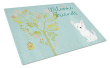 Load image into Gallery viewer, Welcome Friends Westie Glass Cutting Boards – Durable, Decorative Kitchen Art Large BB7640LCB