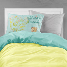 Load image into Gallery viewer, Welcome Friends Yorkie Natural Ears Fabric Standard Pillowcase – Artistic Decorative Front, White Back BB7642PILLOWCASE