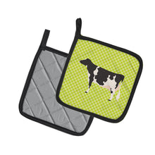 Load image into Gallery viewer, Holstein Cow Green Pot Holders - Set of 2 - Heat-Resistant Kitchen Essentials BB7648PTHD