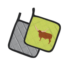 Load image into Gallery viewer, Ankole-Watusu Cow Green Pot Holders - Set of 2 - Heat-Resistant Kitchen Essentials BB7649PTHD