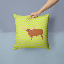 Load image into Gallery viewer, Ankole-Watusu Cow Green Throw Pillow - 14x14 Decorative Pillow – Art for Your Home &amp; Patio BB7649PW1414