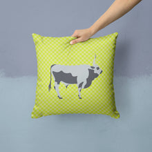 Load image into Gallery viewer, Hungarian Grey Steppe Cow Green Throw Pillow - 14x14 Decorative Pillow – Art for Your Home &amp; Patio BB7650PW1414