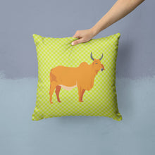 Load image into Gallery viewer, Zebu Indicine Cow Green Throw Pillow - 14x14 Decorative Pillow – Art for Your Home &amp; Patio BB7651PW1414