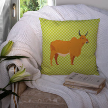 Load image into Gallery viewer, Zebu Indicine Cow Green Throw Pillow - 14x14 Decorative Pillow – Art for Your Home &amp; Patio BB7651PW1414