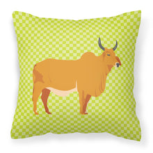 Load image into Gallery viewer, Zebu Indicine Cow Green Fabric Decorative Pillow BB7651PW1818