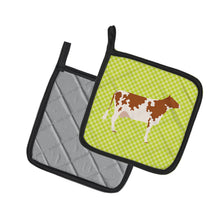 Load image into Gallery viewer, Ayrshire Cow Green Pot Holders - Set of 2 - Heat-Resistant Kitchen Essentials BB7653PTHD