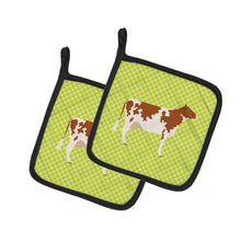 Load image into Gallery viewer, Ayrshire Cow Green Pot Holders - Set of 2 - Heat-Resistant Kitchen Essentials BB7653PTHD