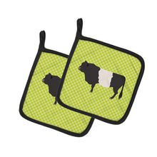 Load image into Gallery viewer, Belted Galloway Cow Green Pot Holders - Set of 2 - Heat-Resistant Kitchen Essentials BB7657PTHD