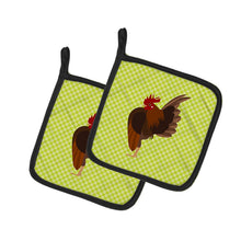 Load image into Gallery viewer, Malaysian Serama Chicken Green Pot Holders - Set of 2 - Heat-Resistant Kitchen Essentials BB7668PTHD