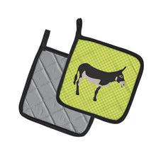 Load image into Gallery viewer, American Mammoth Jack Donkey Green Pot Holders - Set of 2 - Heat-Resistant Kitchen Essentials BB7670PTHD