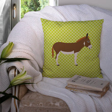 Load image into Gallery viewer, Miniature Mediterranian Donkey Green Throw Pillow - 14x14 Decorative Pillow – Art for Your Home &amp; Patio BB7673PW1414