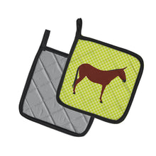 Load image into Gallery viewer, Hinny Horse Donkey Green Pot Holders - Set of 2 - Heat-Resistant Kitchen Essentials BB7676PTHD