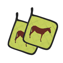 Load image into Gallery viewer, Hinny Horse Donkey Green Pot Holders - Set of 2 - Heat-Resistant Kitchen Essentials BB7676PTHD