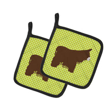 Load image into Gallery viewer, Poitou Poiteuin Donkey Green Pot Holders - Set of 2 - Heat-Resistant Kitchen Essentials BB7678PTHD
