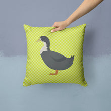 Load image into Gallery viewer, Blue Swedish Duck Green Throw Pillow - 14x14 Decorative Pillow – Art for Your Home &amp; Patio BB7688PW1414