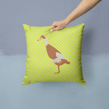 Load image into Gallery viewer, Indian Runner Duck Green Throw Pillow - 14x14 Decorative Pillow – Art for Your Home &amp; Patio BB7691PW1414