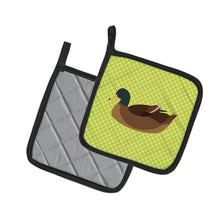 Load image into Gallery viewer, Khaki Campbell Duck Green Pot Holders - Set of 2 - Heat-Resistant Kitchen Essentials BB7692PTHD