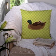 Load image into Gallery viewer, Khaki Campbell Duck Green Throw Pillow - 14x14 Decorative Pillow – Art for Your Home &amp; Patio BB7692PW1414