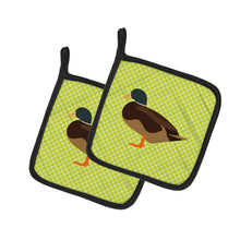 Load image into Gallery viewer, Silver Bantam Duck Green Pot Holders - Set of 2 - Heat-Resistant Kitchen Essentials BB7693PTHD