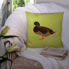 Load image into Gallery viewer, Silver Bantam Duck Green Throw Pillow - 14x14 Decorative Pillow – Art for Your Home &amp; Patio BB7693PW1414