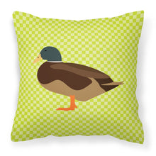 Load image into Gallery viewer, Silver Bantam Duck Green Fabric Decorative Pillow BB7693PW1818