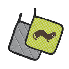 Load image into Gallery viewer, Russian or European Mink Green Pot Holders - Set of 2 - Heat-Resistant Kitchen Essentials BB7694PTHD