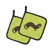 Load image into Gallery viewer, Russian or European Mink Green Pot Holders - Set of 2 - Heat-Resistant Kitchen Essentials BB7694PTHD