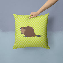 Load image into Gallery viewer, Eurasian Beaver Green Throw Pillow - 14x14 Decorative Pillow – Art for Your Home &amp; Patio BB7699PW1414