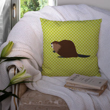 Load image into Gallery viewer, Eurasian Beaver Green Throw Pillow - 14x14 Decorative Pillow – Art for Your Home &amp; Patio BB7699PW1414