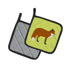 Load image into Gallery viewer, Red Fox Green Pot Holders - Set of 2 - Heat-Resistant Kitchen Essentials BB7702PTHD