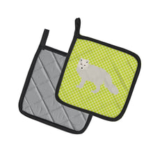 Load image into Gallery viewer, White Arctic Fox Green Pot Holders - Set of 2 - Heat-Resistant Kitchen Essentials BB7703PTHD