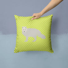 Load image into Gallery viewer, White Arctic Fox Green Throw Pillow - 14x14 Decorative Pillow – Art for Your Home &amp; Patio BB7703PW1414