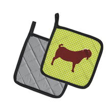 Load image into Gallery viewer, Kalahari Red Goat Green Pot Holders - Set of 2 - Heat-Resistant Kitchen Essentials BB7717PTHD
