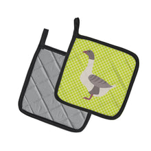 Load image into Gallery viewer, Buff Grey Back Goose Green Pot Holders - Set of 2 - Heat-Resistant Kitchen Essentials BB7727PTHD