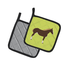 Load image into Gallery viewer, Percheron Horse Green Pot Holders - Set of 2 - Heat-Resistant Kitchen Essentials BB7732PTHD