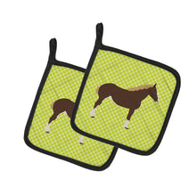 Load image into Gallery viewer, Percheron Horse Green Pot Holders - Set of 2 - Heat-Resistant Kitchen Essentials BB7732PTHD