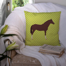 Load image into Gallery viewer, English Thoroughbred Horse Green Throw Pillow - 14x14 Decorative Pillow – Art for Your Home &amp; Patio BB7739PW1414