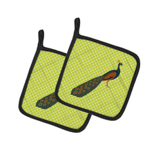 Load image into Gallery viewer, Indian Peacock Peafowl Green Pot Holders - Set of 2 - Heat-Resistant Kitchen Essentials BB7751PTHD