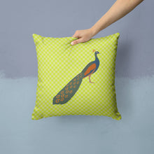 Load image into Gallery viewer, Indian Peacock Peafowl Green Throw Pillow - 14x14 Decorative Pillow – Art for Your Home &amp; Patio BB7751PW1414