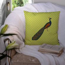 Load image into Gallery viewer, Indian Peacock Peafowl Green Throw Pillow - 14x14 Decorative Pillow – Art for Your Home &amp; Patio BB7751PW1414