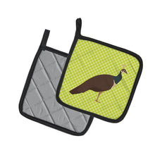 Load image into Gallery viewer, Indian Peahen Peafowl Green Pot Holders - Set of 2 - Heat-Resistant Kitchen Essentials BB7753PTHD