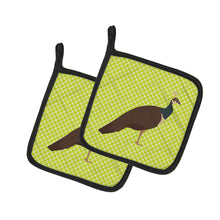 Load image into Gallery viewer, Indian Peahen Peafowl Green Pot Holders - Set of 2 - Heat-Resistant Kitchen Essentials BB7753PTHD