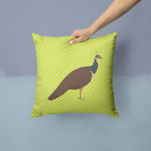 Load image into Gallery viewer, Indian Peahen Peafowl Green Throw Pillow - 14x14 Decorative Pillow – Art for Your Home &amp; Patio BB7753PW1414