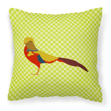 Load image into Gallery viewer, Golden or Chinese Pheasant Green Fabric Decorative Pillow BB7754PW1818
