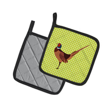 Load image into Gallery viewer, Ring-necked Common Pheasant Green Pot Holders - Set of 2 - Heat-Resistant Kitchen Essentials BB7756PTHD