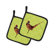 Load image into Gallery viewer, Ring-necked Common Pheasant Green Pot Holders - Set of 2 - Heat-Resistant Kitchen Essentials BB7756PTHD