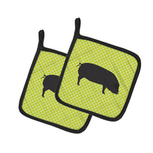 Load image into Gallery viewer, Devon Large Black Pig Green Pot Holders - Set of 2 - Heat-Resistant Kitchen Essentials BB7757PTHD