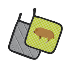 Load image into Gallery viewer, Hungarian Mangalica Pig Green Pot Holders - Set of 2 - Heat-Resistant Kitchen Essentials BB7760PTHD
