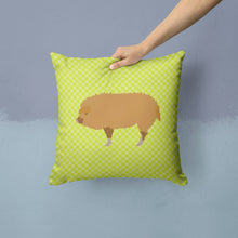 Load image into Gallery viewer, Hungarian Mangalica Pig Green Throw Pillow - 14x14 Decorative Pillow – Art for Your Home &amp; Patio BB7760PW1414